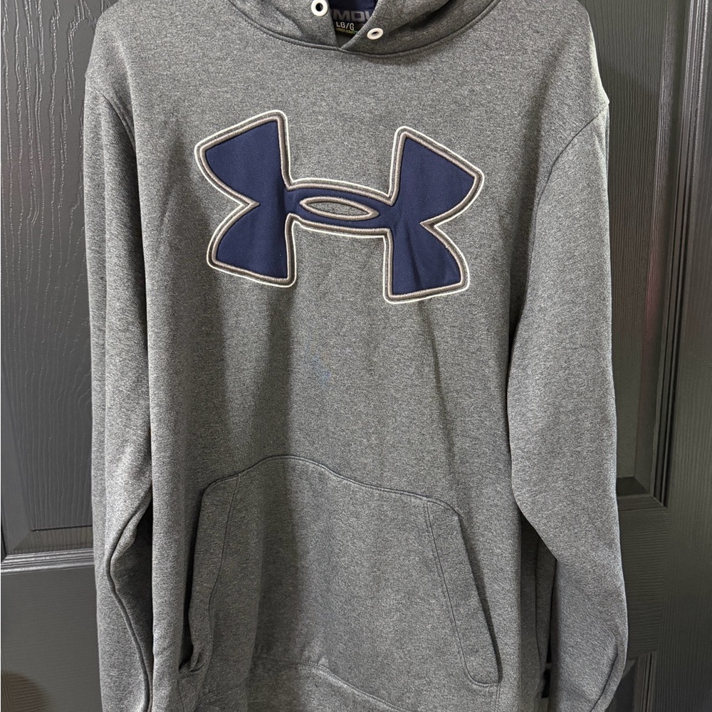 Under‎ Armour Logo Gray and Blue Men's Hoodie- Large